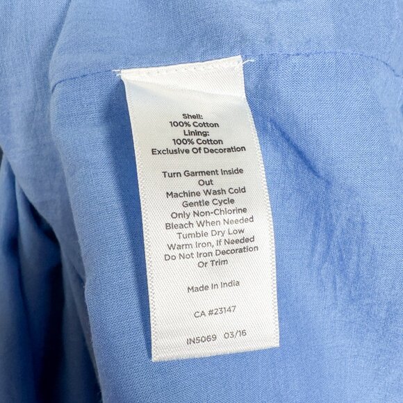 Talbots Shift Dress Women’s 14 Blue Embroidered Cotton Sleeveless Lined Knee - Picture 6 of 7